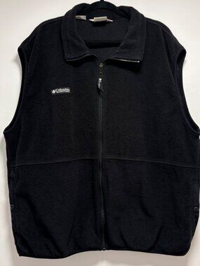 Columbia Mens Fleece Vest Black Full-Zip XXL Outdoor Pockets